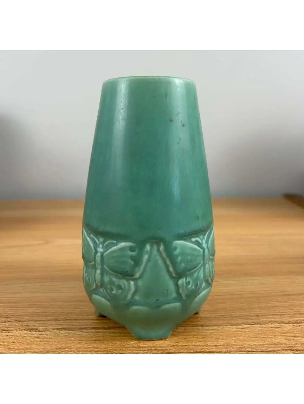 Rookwood 1940 Vintage Arts And Crafts Pottery Green Butterfly Ceramic Vase 2072